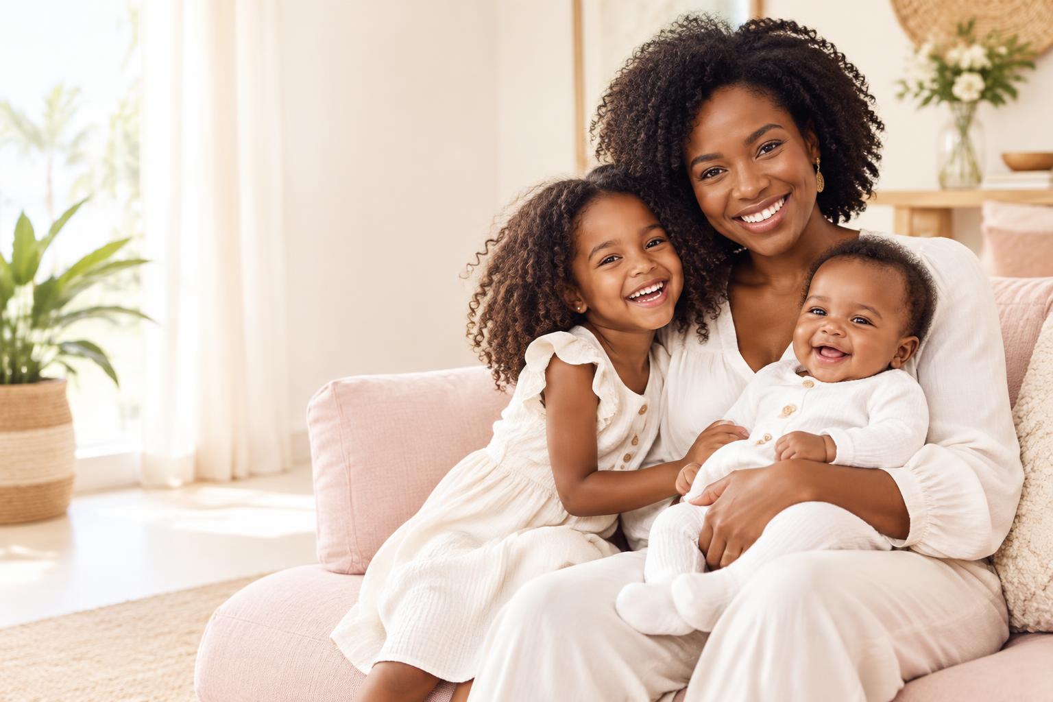 Une maman avec ses deux enfants